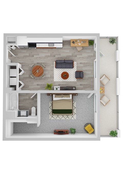 1 Bed D Floor Plan at Noca Blu, Chicago, Illinois